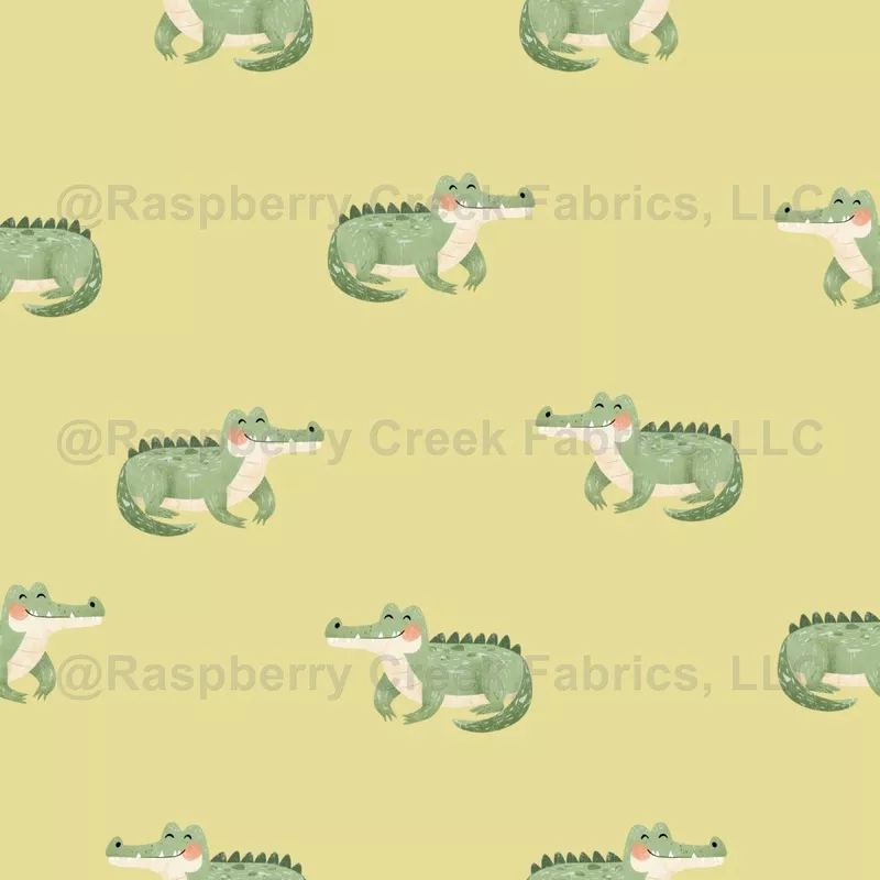 Watercolor Crocodiles on Light Yellow