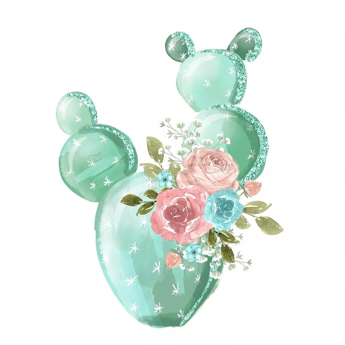 watercolor-floral-cactus-fabric-panel Watercolor Floral Cactus Fabric Panel