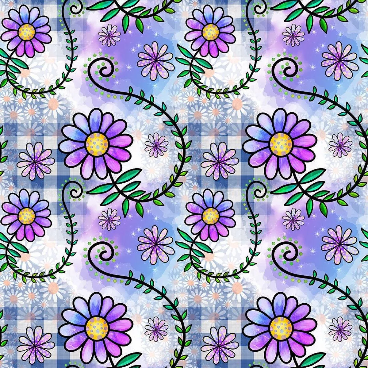watercolor-floral-collage-5-fabric Watercolor Floral Collage #5 Fabric