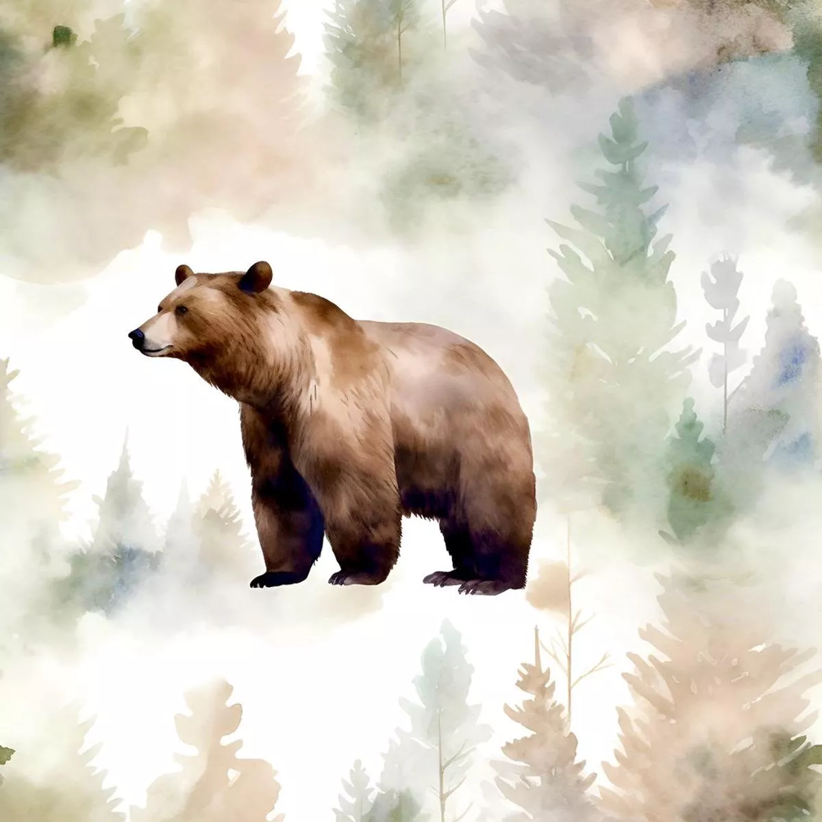 watercolor-grizzly-bear-fabric Watercolor Grizzly Bear Fabric