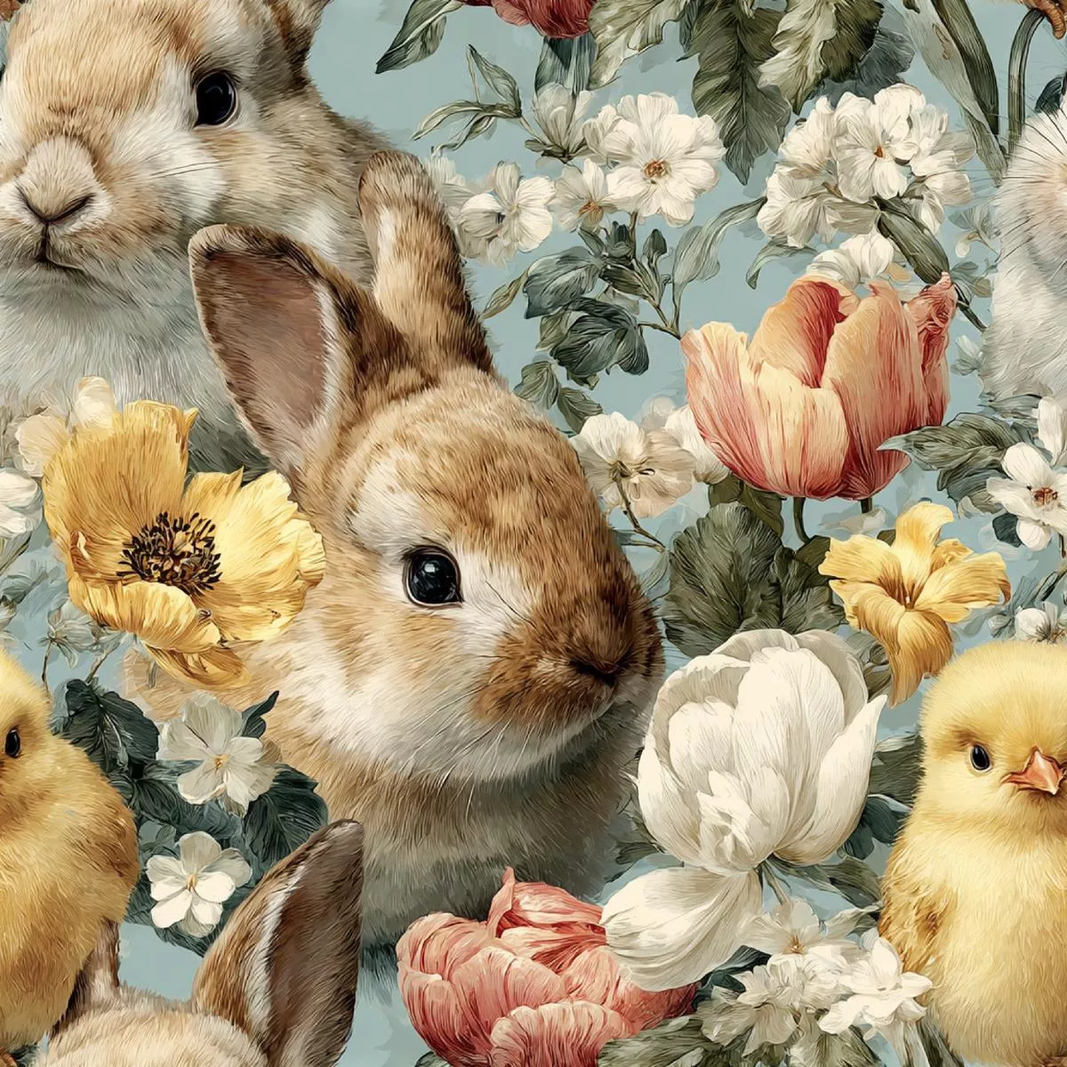 Watercolor Happy Easter Pattern 4 Quilting Cotton Fabric