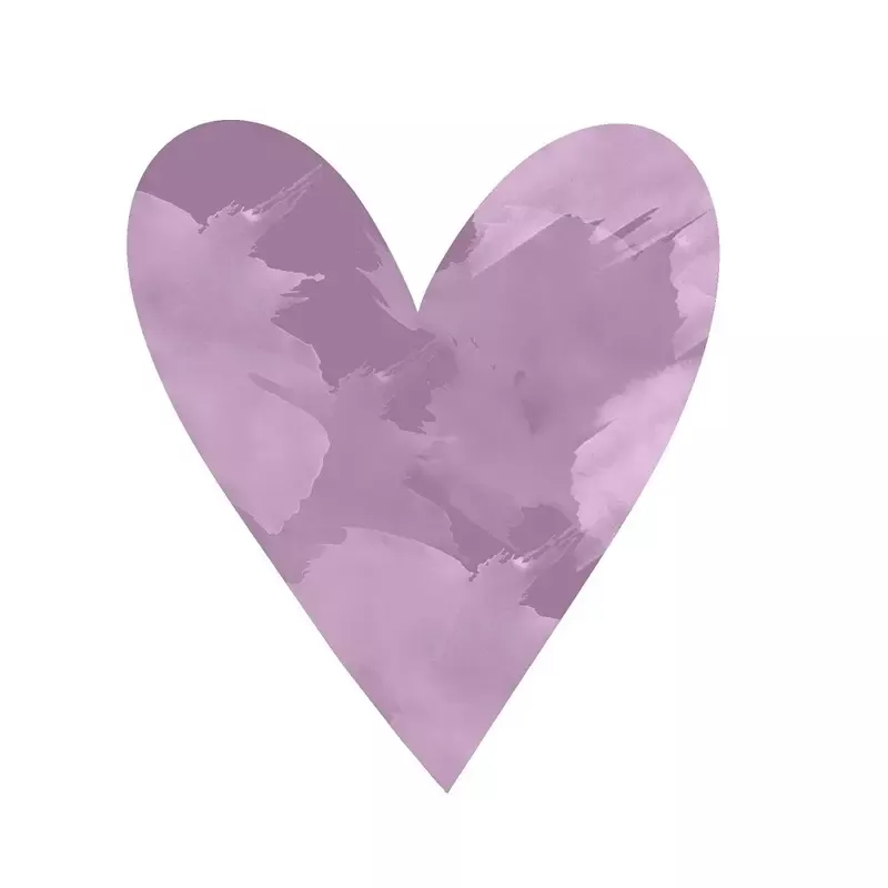 Watercolor Heart Fabric Panel – Lavender
