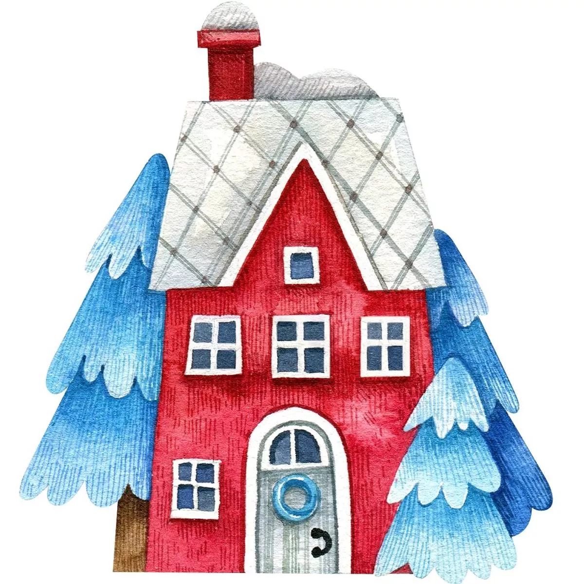 Watercolor Home Fabric Panel – Red