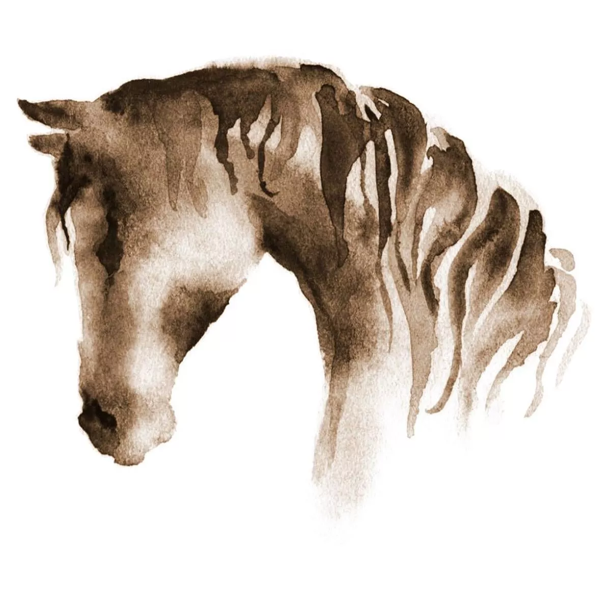 watercolor-horse-head-fabric-panel-brown Watercolor Horse Head Fabric Panel – Brown