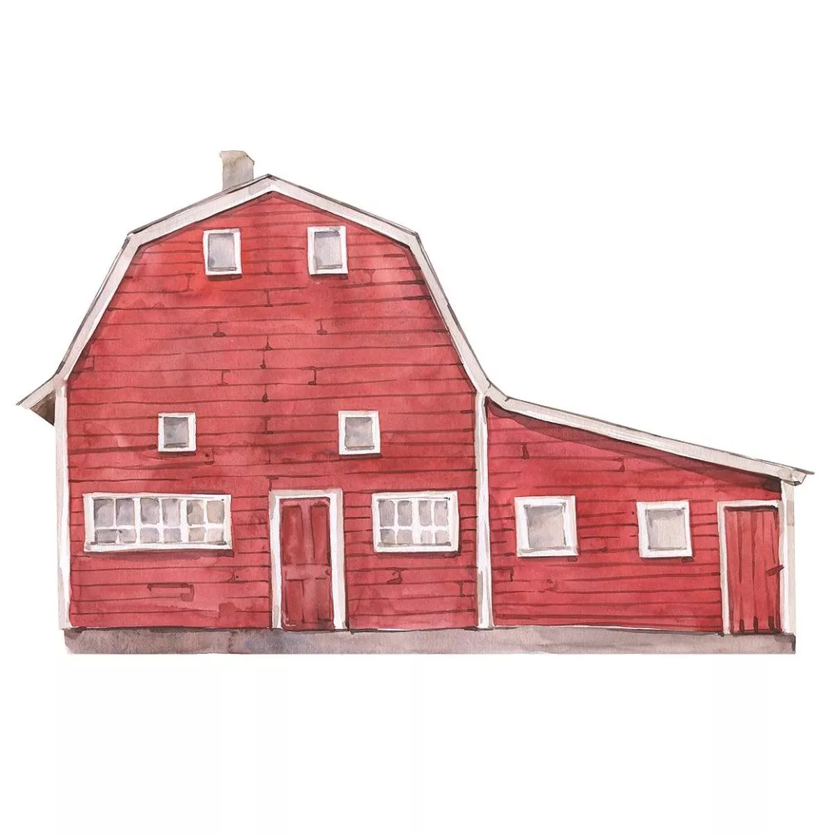 watercolor-large-barn-fabric-panel-red Watercolor Large Barn Fabric Panel – Red