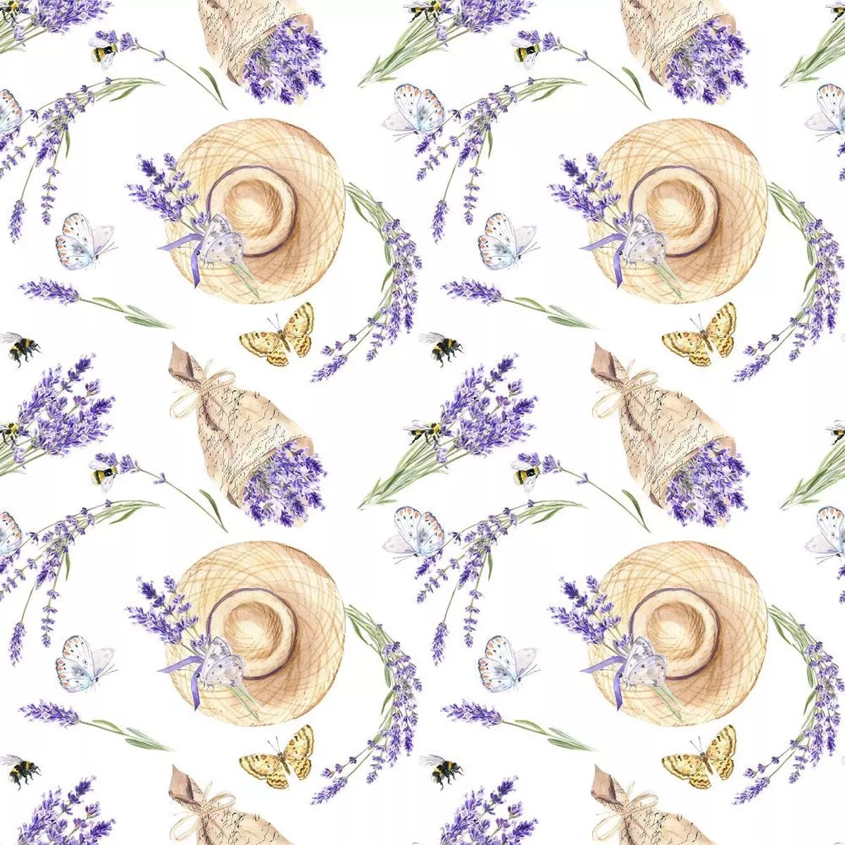 watercolor-lavender-hats-fabric Watercolor Lavender Hats Fabric