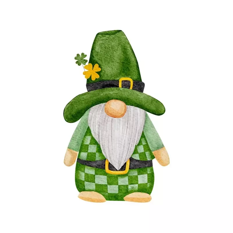 Watercolor Leprechaun Gnome Fabric Panel Variation 1