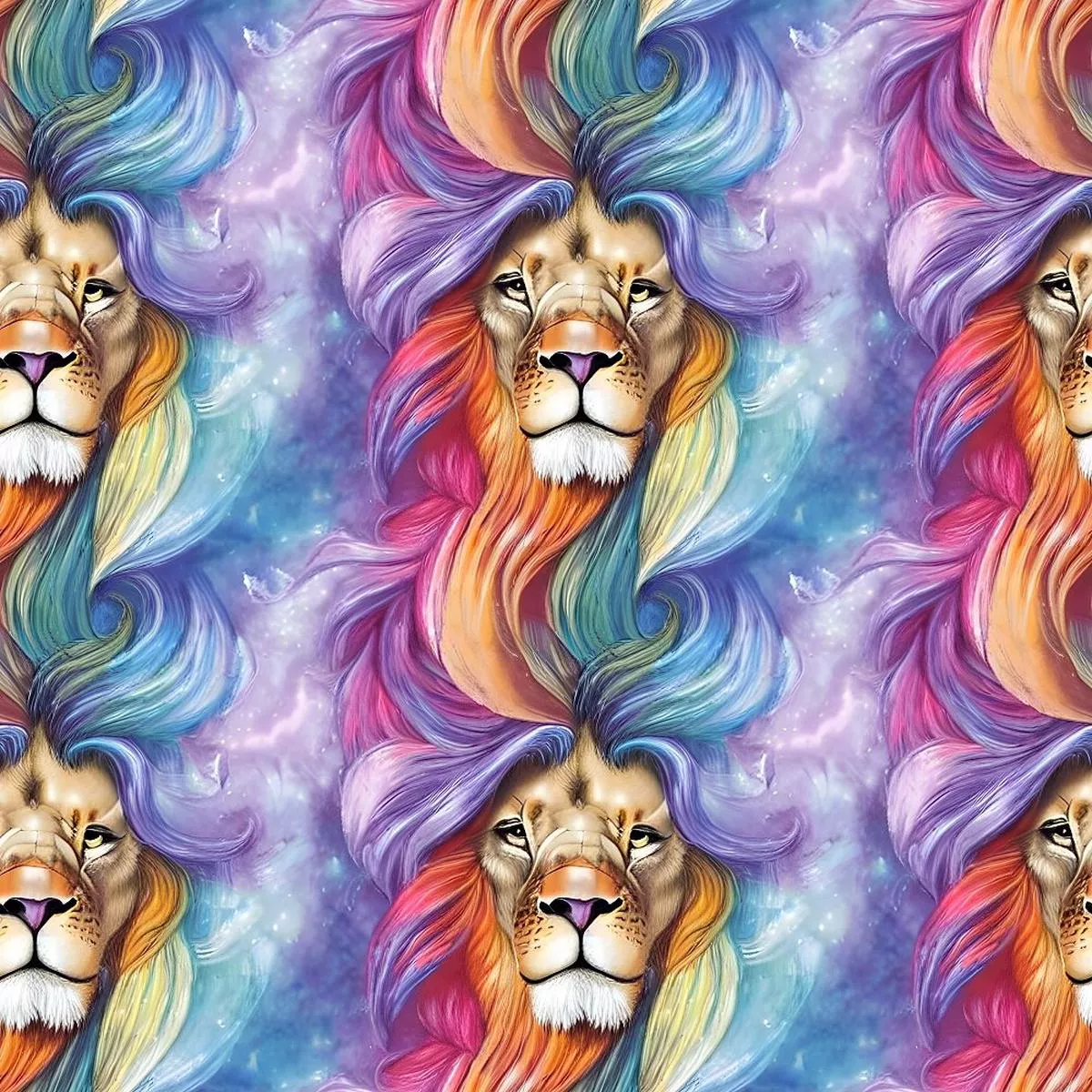 watercolor-mystical-lion-fabric Watercolor Mystical Lion Fabric