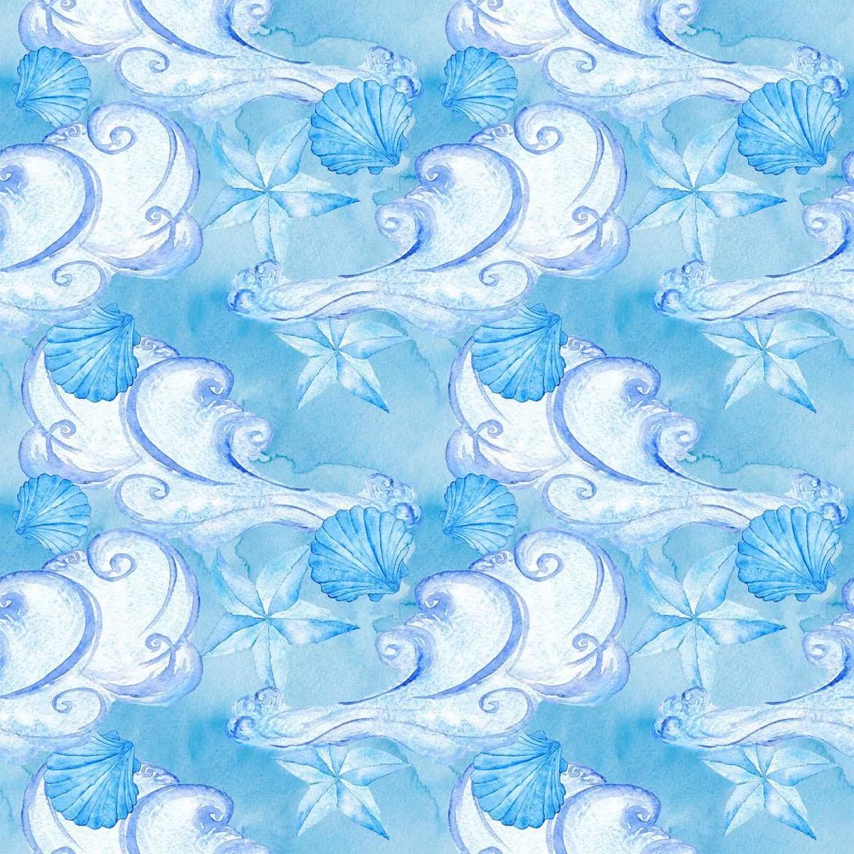 Watercolor Nautical Elements on Grunge Fabric