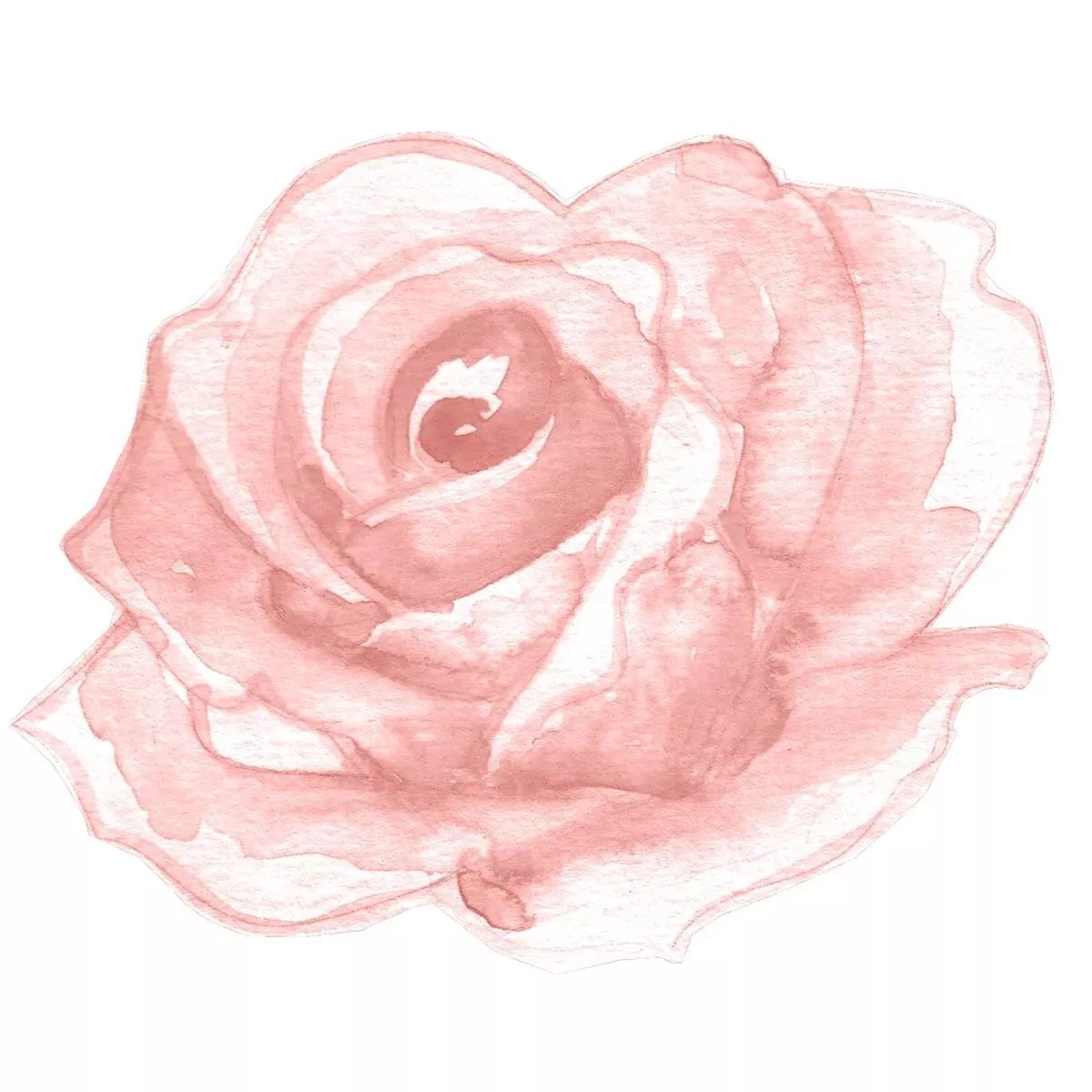 Watercolor Open Rose Fabric Panel – Light Pink