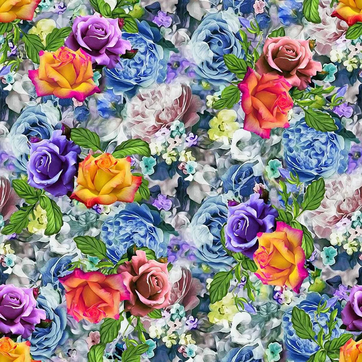 Watercolor Packed Florals Fabric – Multi