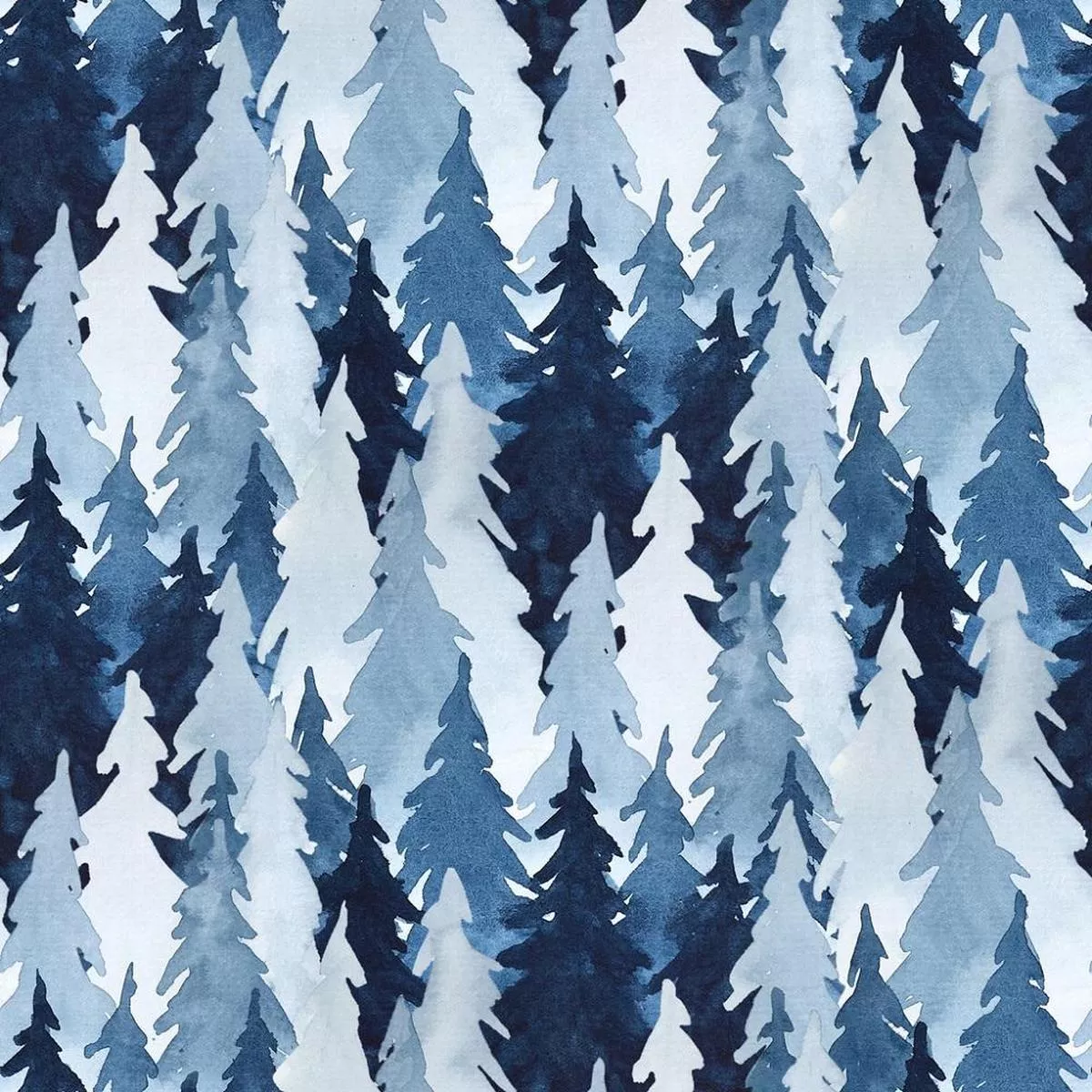 Watercolor Pine Trees Fabric – Blue