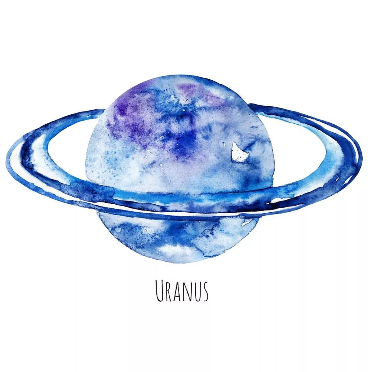 Watercolor Planets Uranus Fabric Panel