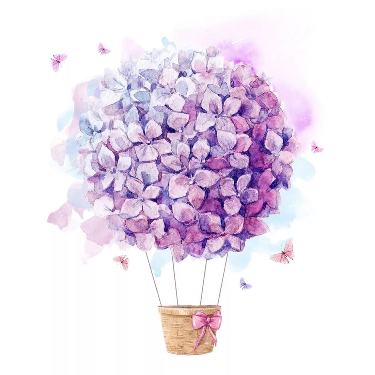 watercolor-purple-floral-hot-air-balloon-fabric-panel Watercolor Purple Floral Hot Air Balloon Fabric Panel