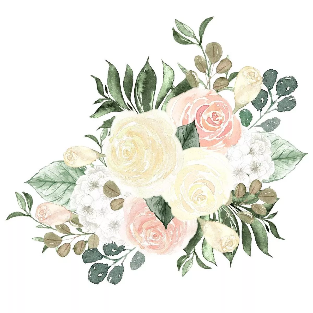 watercolor-roses-arrangement-2-fabric-panel Watercolor Roses Arrangement 2 Fabric Panel