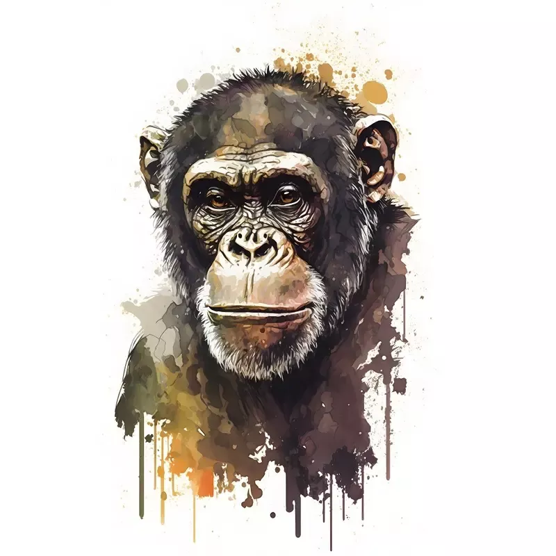 Watercolor Safari Chimpanzee Fabric Panel
