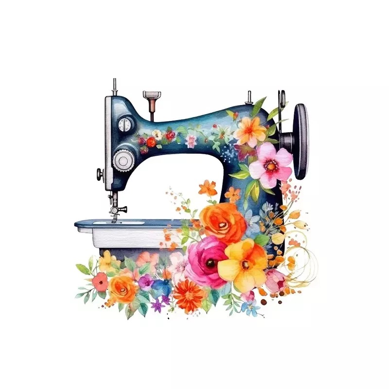 watercolor-sewing-machine-pattern-1-fabric-panel Watercolor Sewing Machine Pattern #1 Fabric Panel