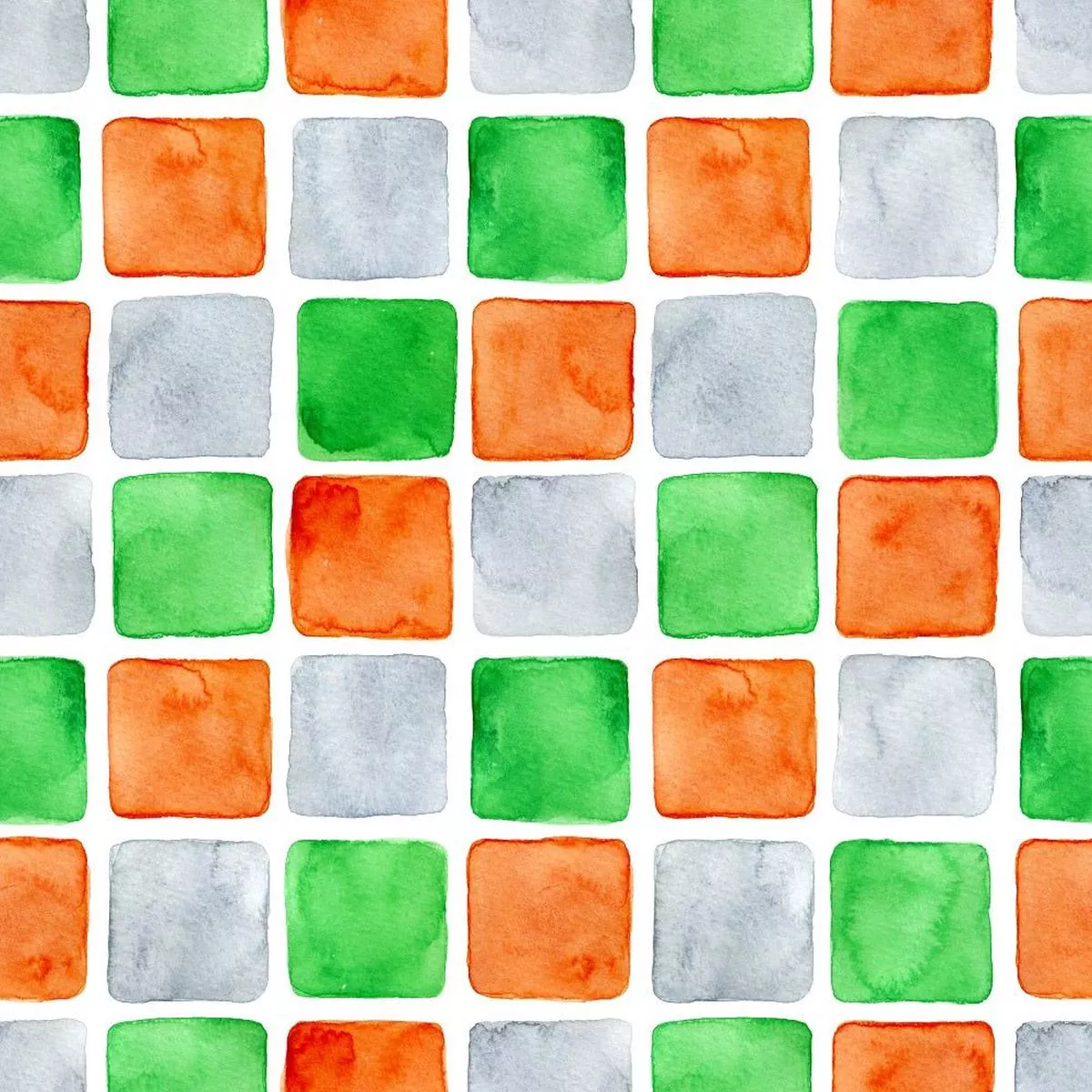 Watercolor Squares Fabric – Green/Orange