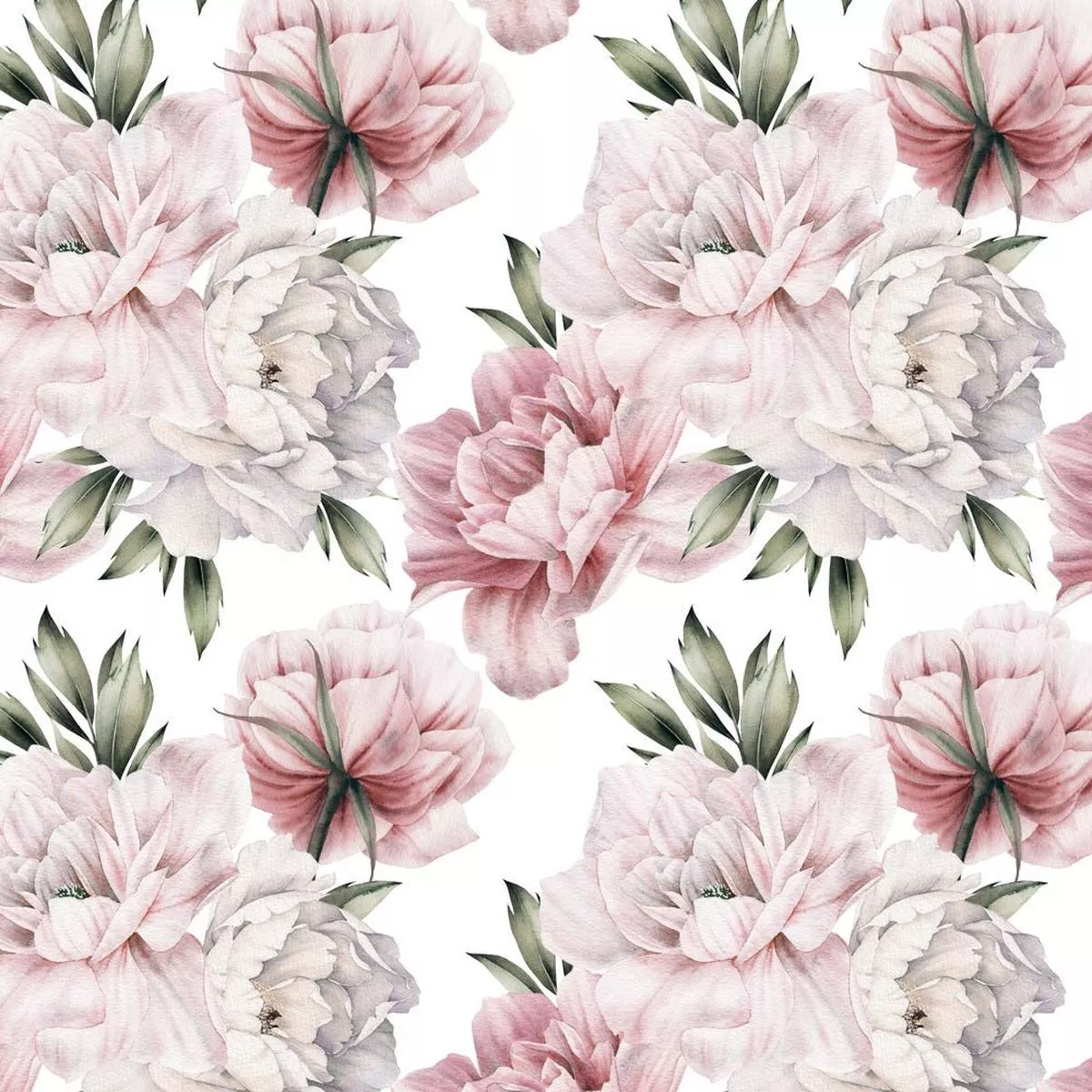 Watercolor Subtle Summer Peonies Fabric
