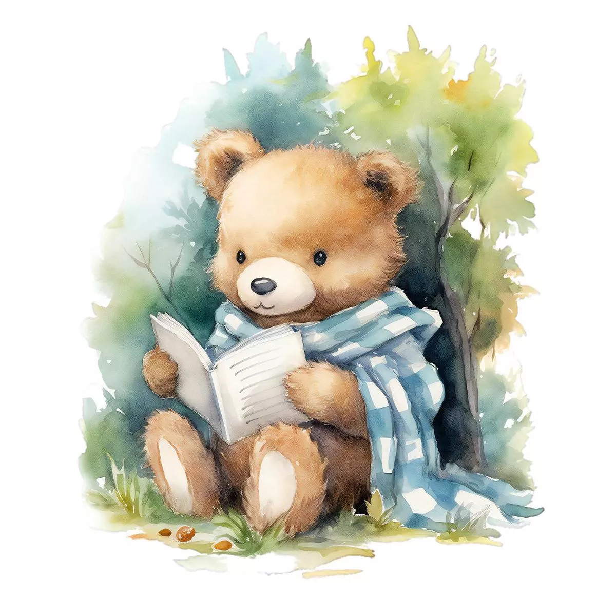 watercolor-teddy-bears-6-fabric-panel Watercolor Teddy Bears #6 Fabric Panel