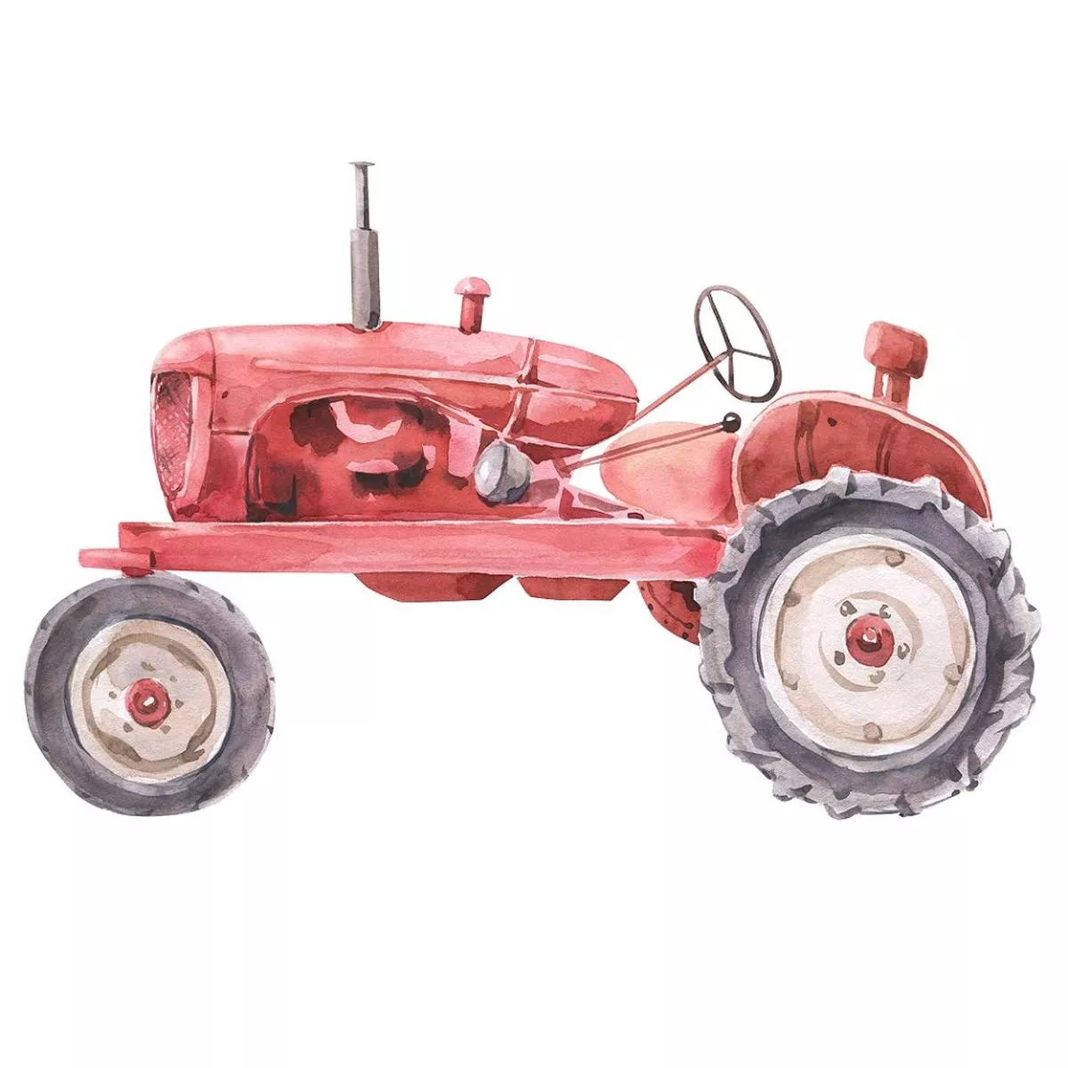 watercolor-tractor-fabric-panel-red Watercolor Tractor Fabric Panel – Red