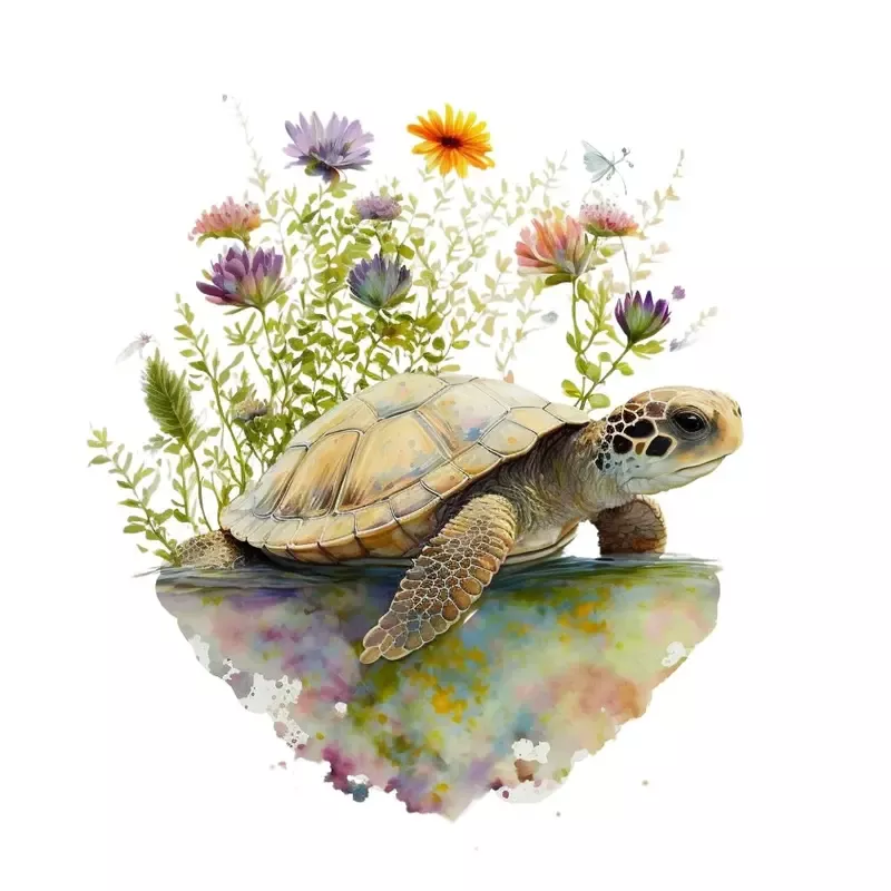 watercolor-turtles-2-fabric-panel Watercolor Turtles #2 Fabric Panel