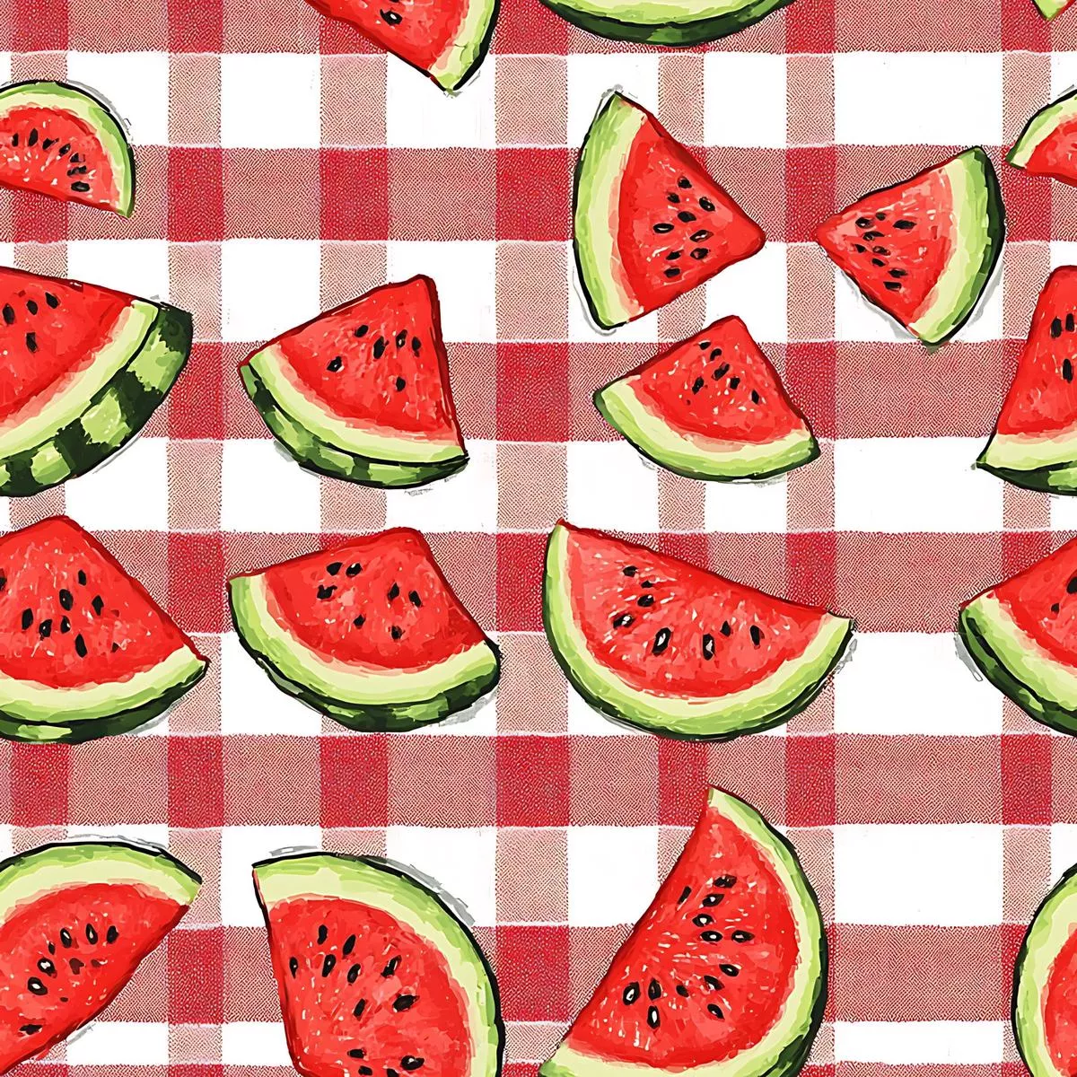 Watermelon Gingham Picnic Pattern 12 Quilting Cotton Fabric