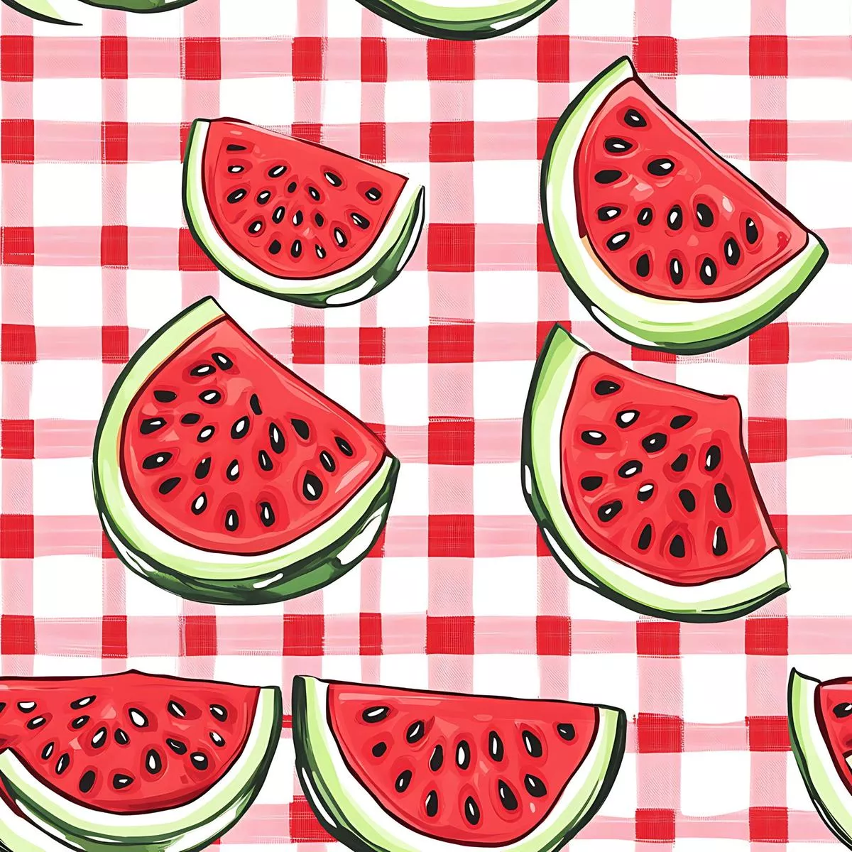 Watermelon Gingham Picnic Pattern 19 Quilting Cotton Fabric