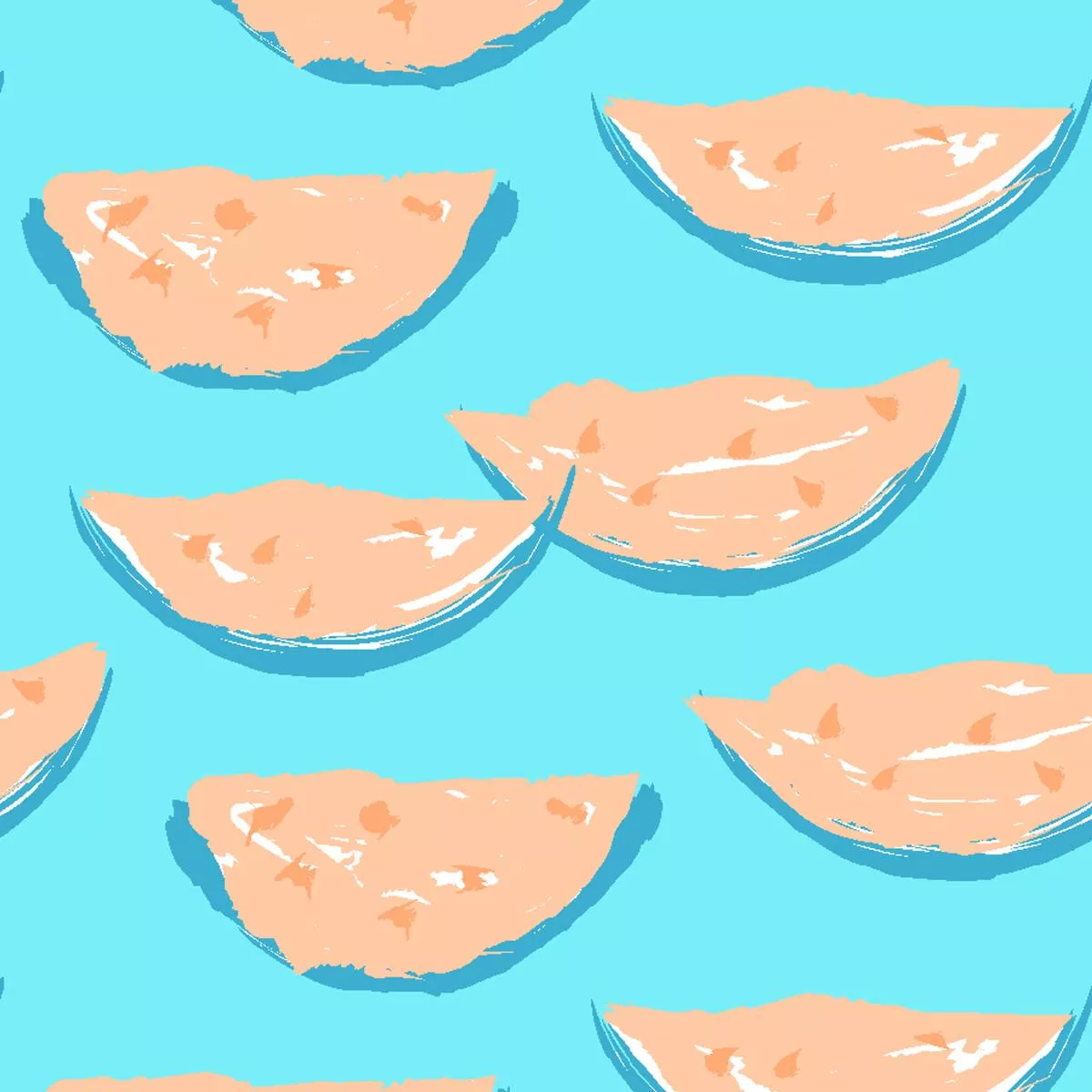 Watermelon Slices on Peach & Light Blue Fabric