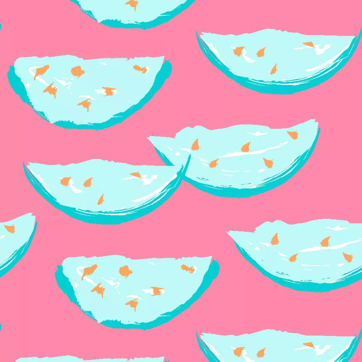 Watermelon Slices on Pink & Light Blue Fabric