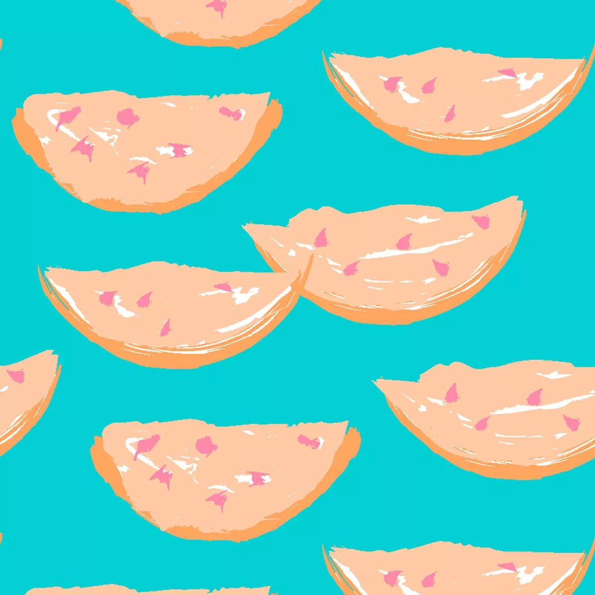 watermelon-slices-on-turquoise-peach-fabric Watermelon Slices on Turquoise & Peach Fabric