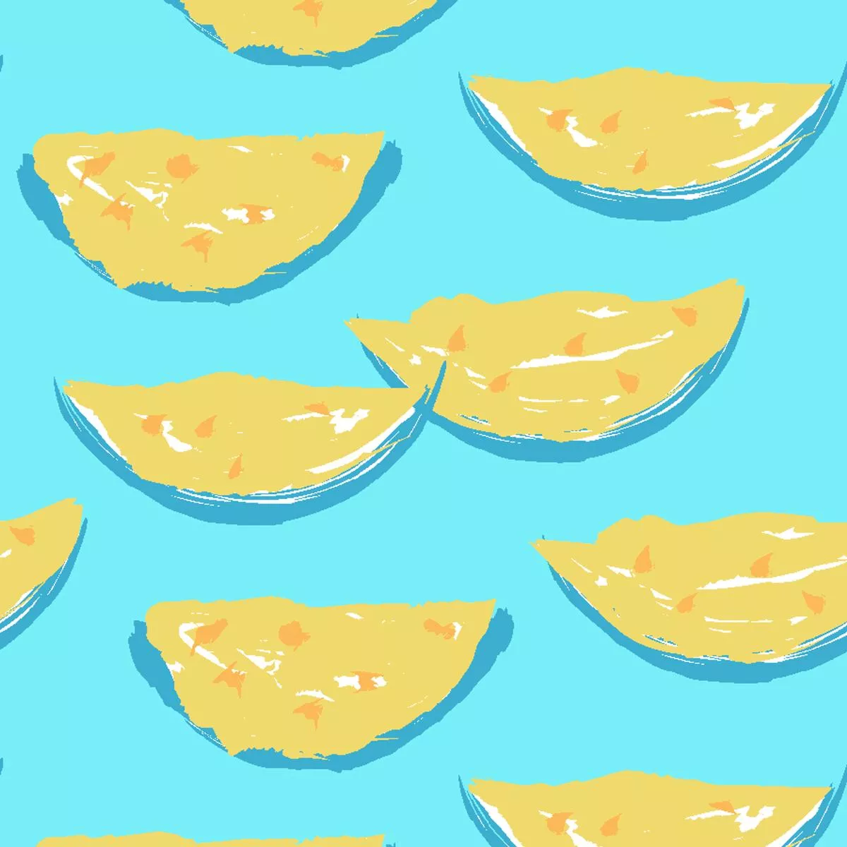 watermelon-slices-on-yellow-light-blue-fabric Watermelon Slices on Yellow & Light Blue Fabric