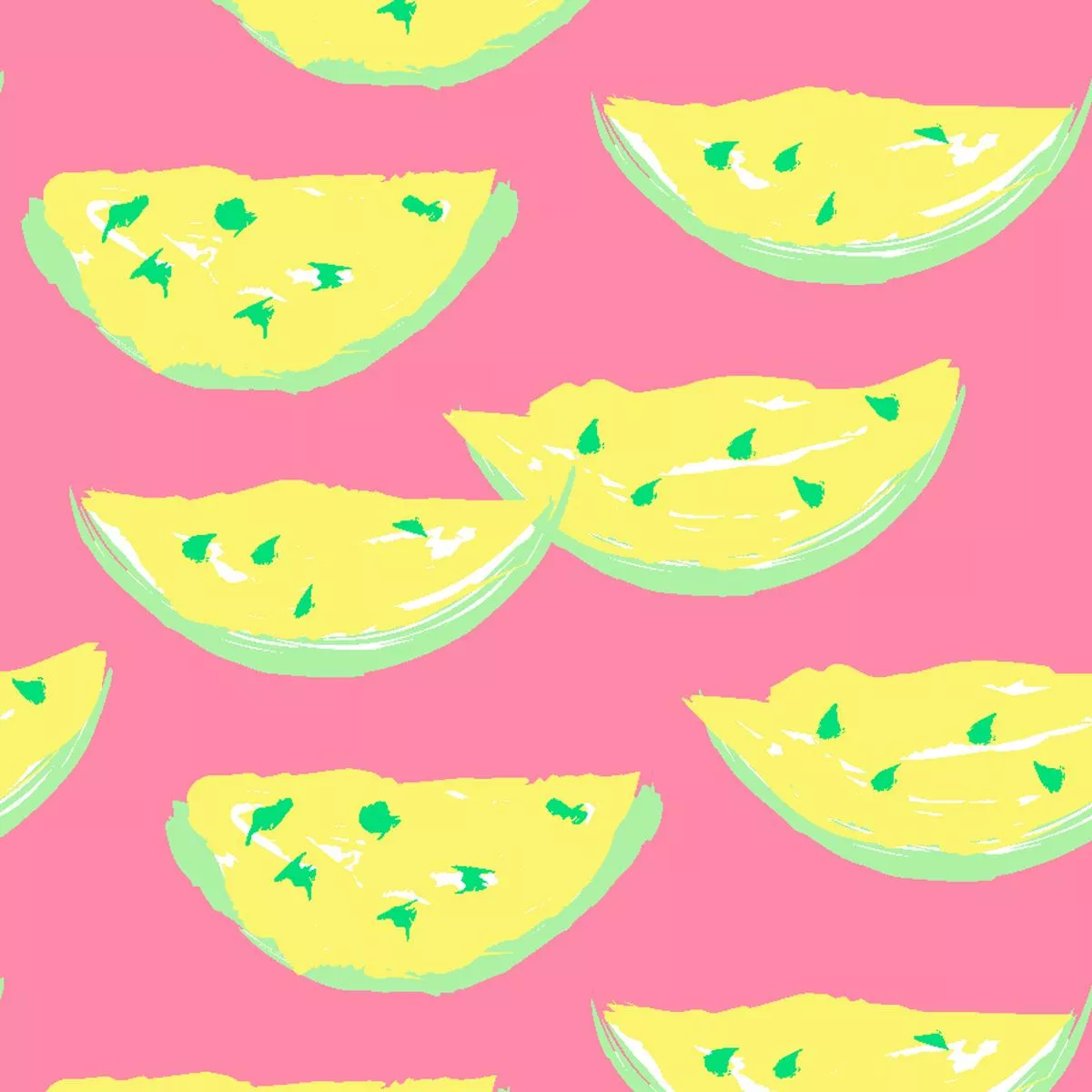 Watermelon Slices on Yellow & Pink Fabric