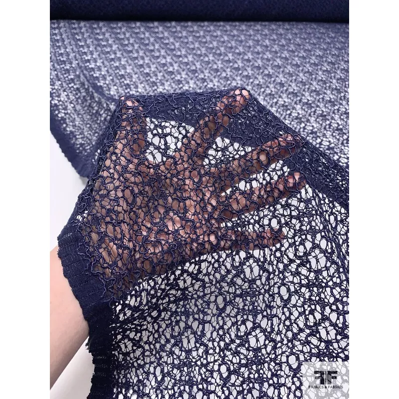 Web Pattern Corded Lace – Navy Blue