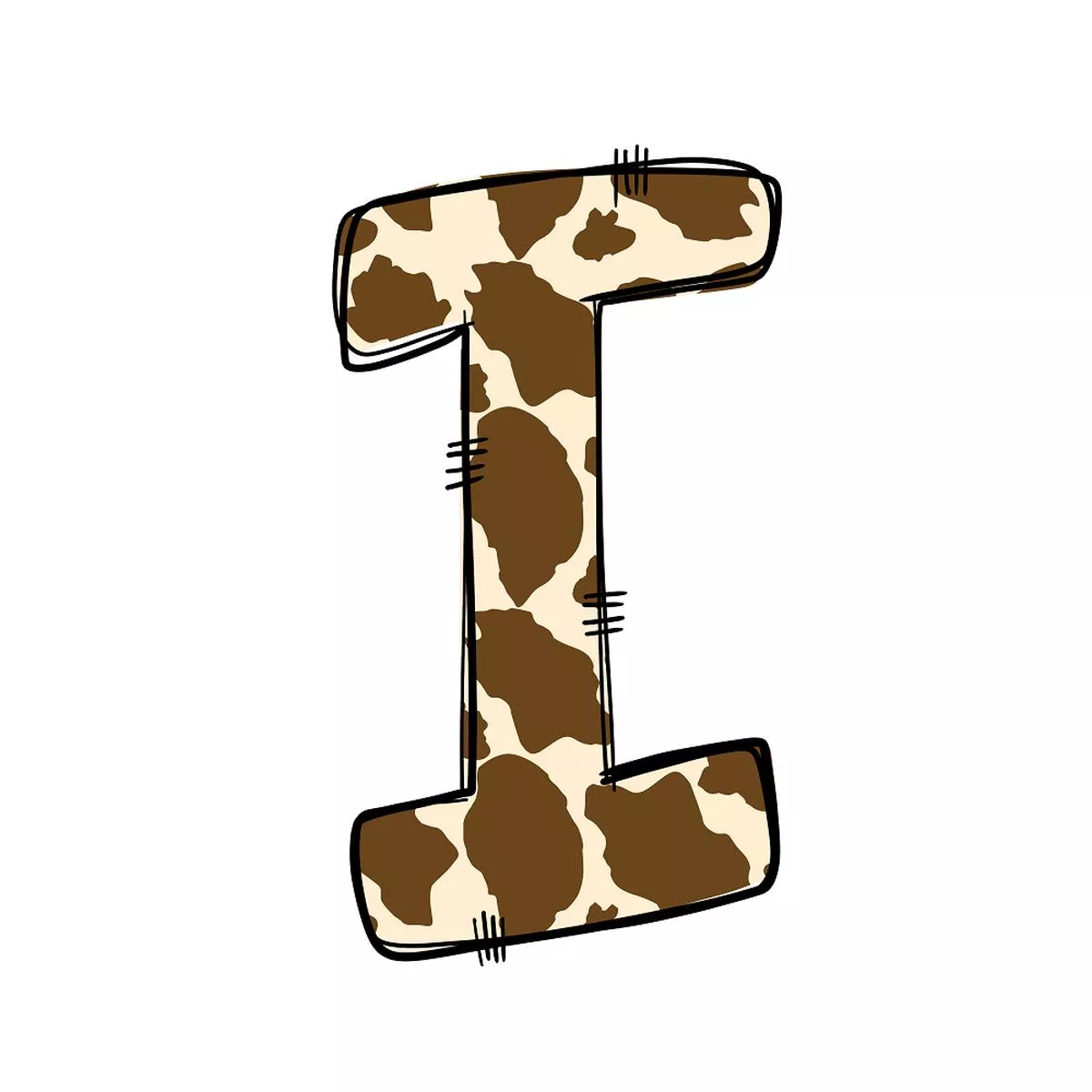 Western Cowboy ”I” Cow Print Fabric Panel
