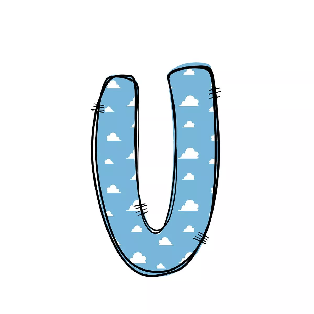 Western Cowboy ”U” Clouds Fabric Panel