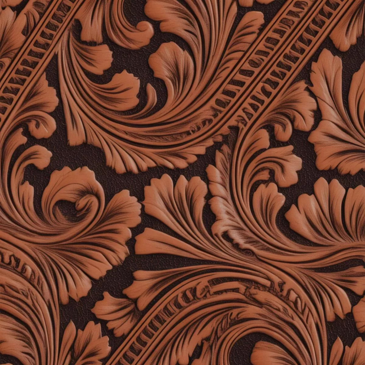 Western Tooled Leather Pattern 11 Quilting Cotton Fabric