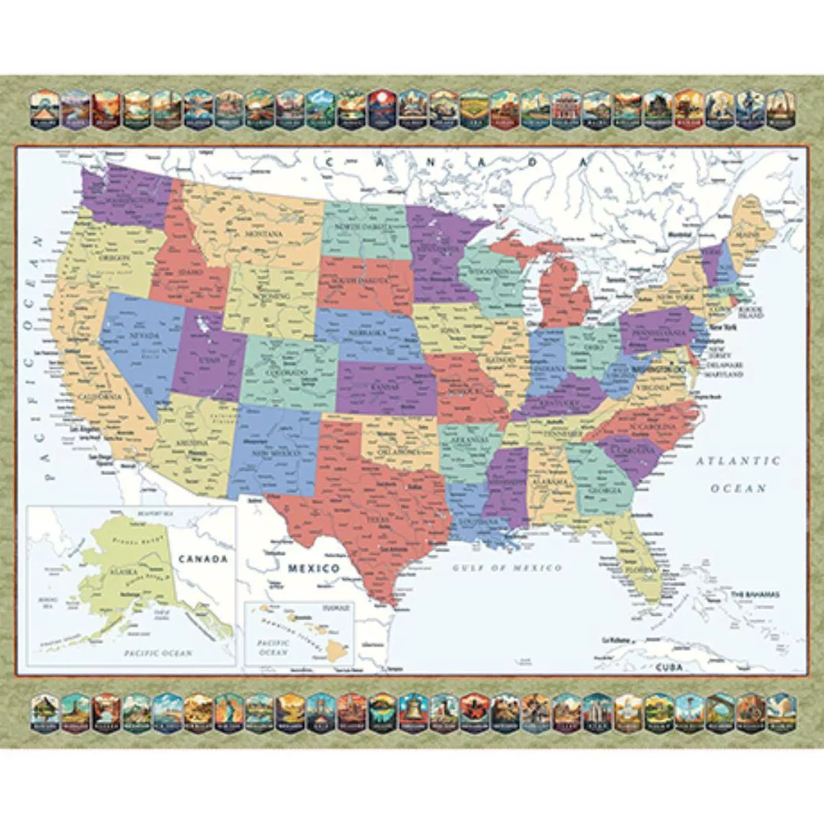 Where Are You From US Map 36″ Panel Multi by QT Studio