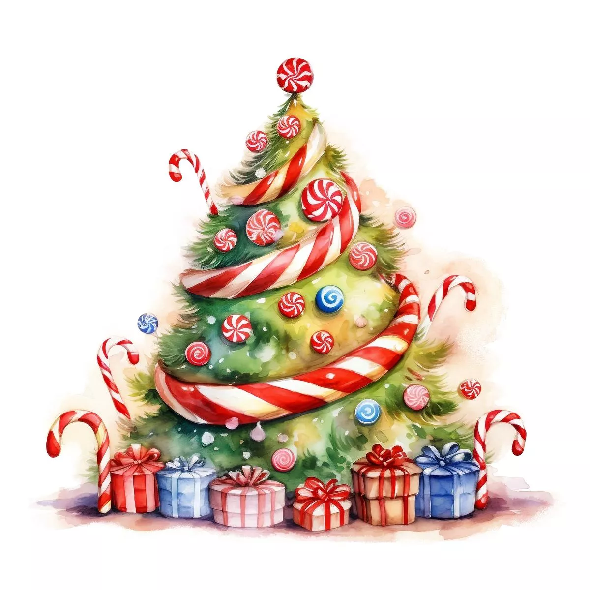whimsical-christmas-tree-1-fabric-panel Whimsical Christmas Tree #1 Fabric Panel