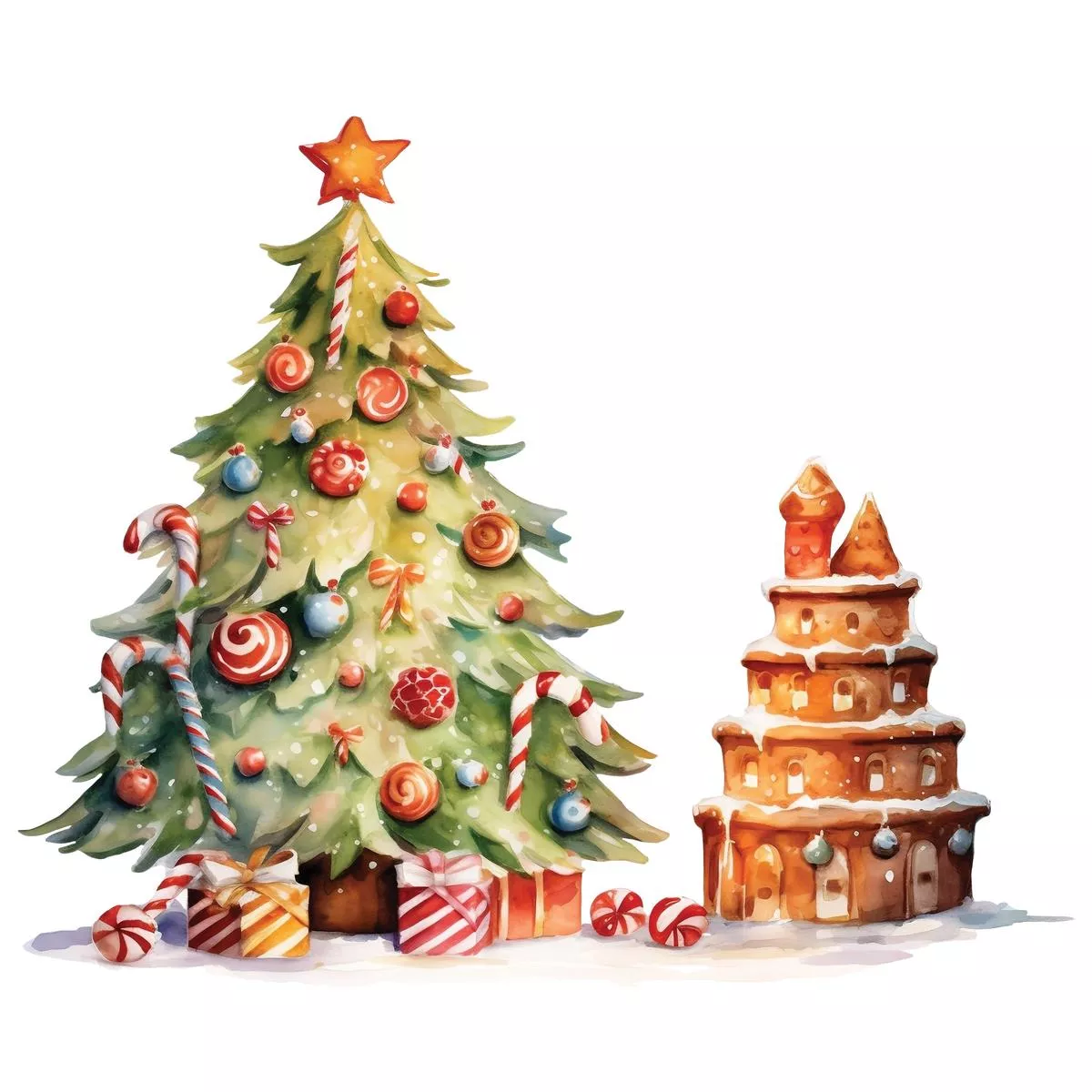 Whimsical Christmas Tree 4 Fabric Panel