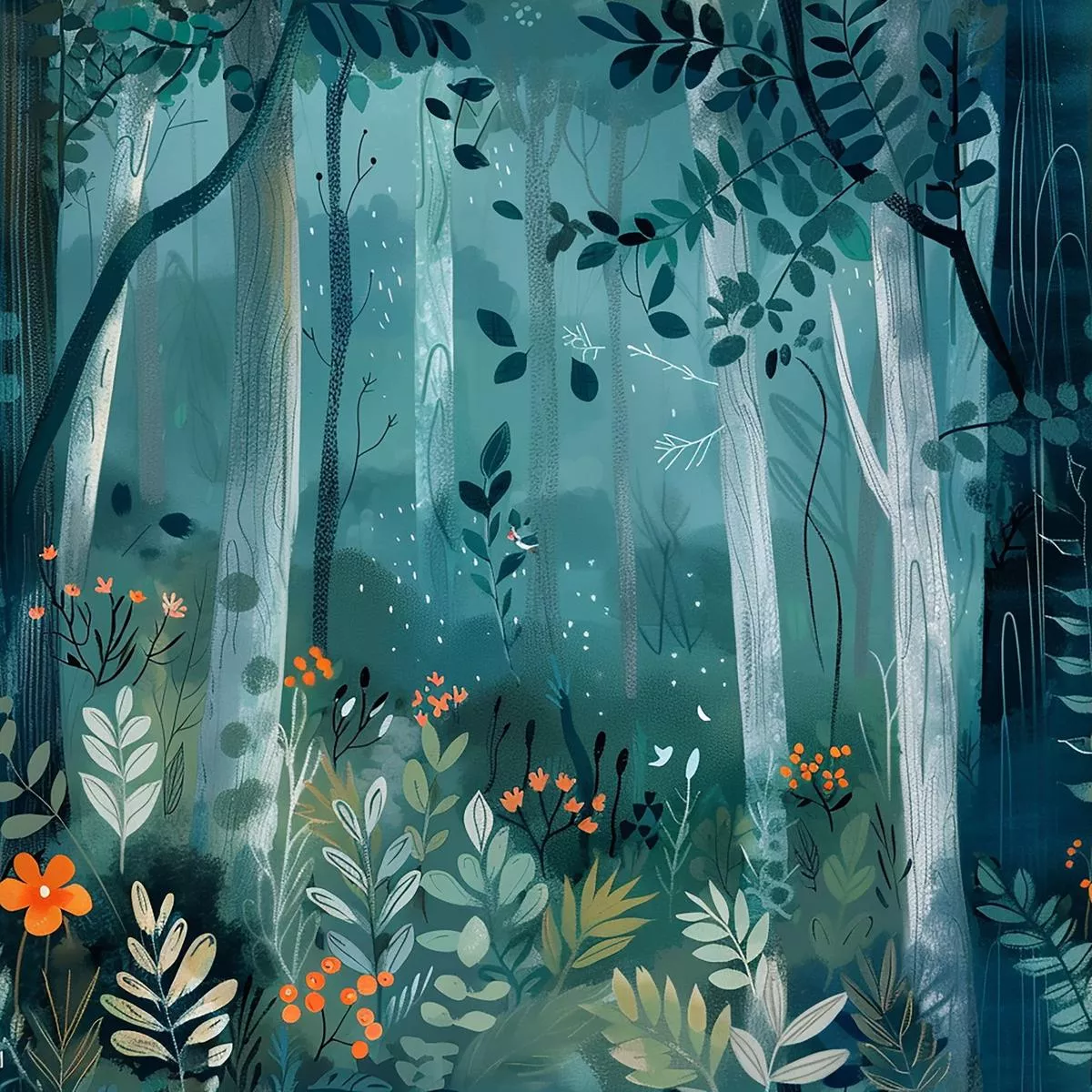 Whimsical Forest Pattern 6 Quilting Cotton Fabric