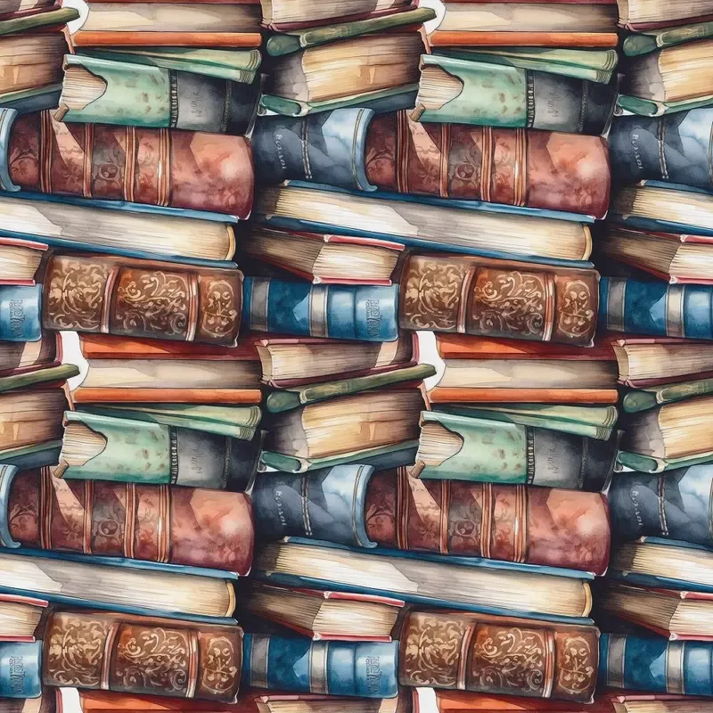 whimsical-messy-stacked-books-4-fabric Whimsical Messy Stacked Books #4 Fabric