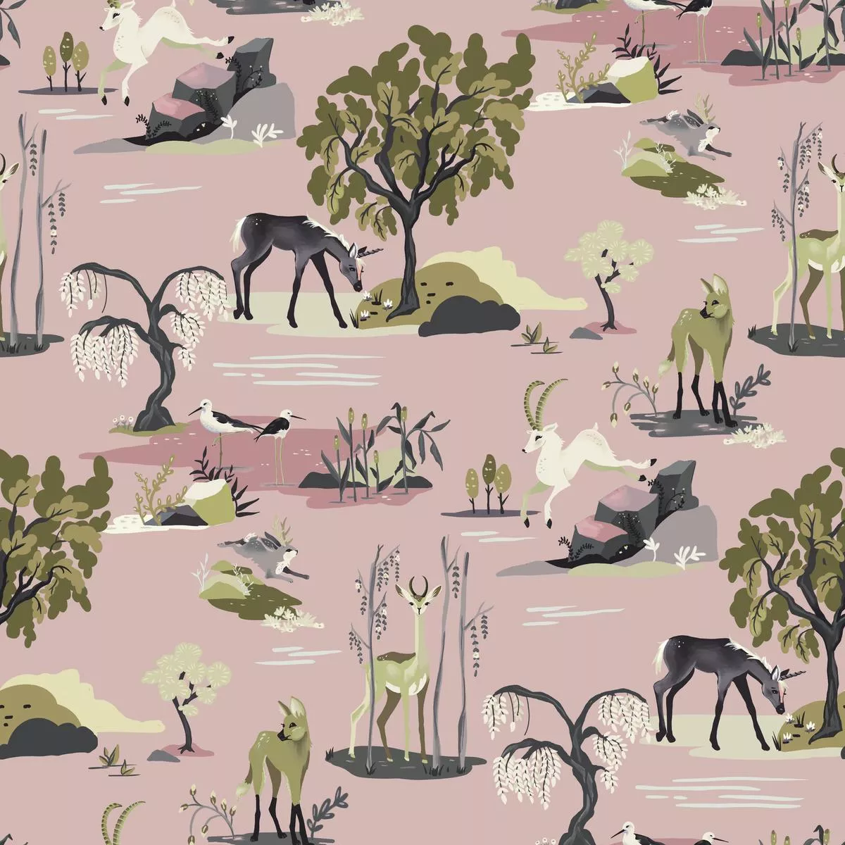 whiskey-ginger-animals-pink-fabric Whiskey Ginger Animals Pink Fabric