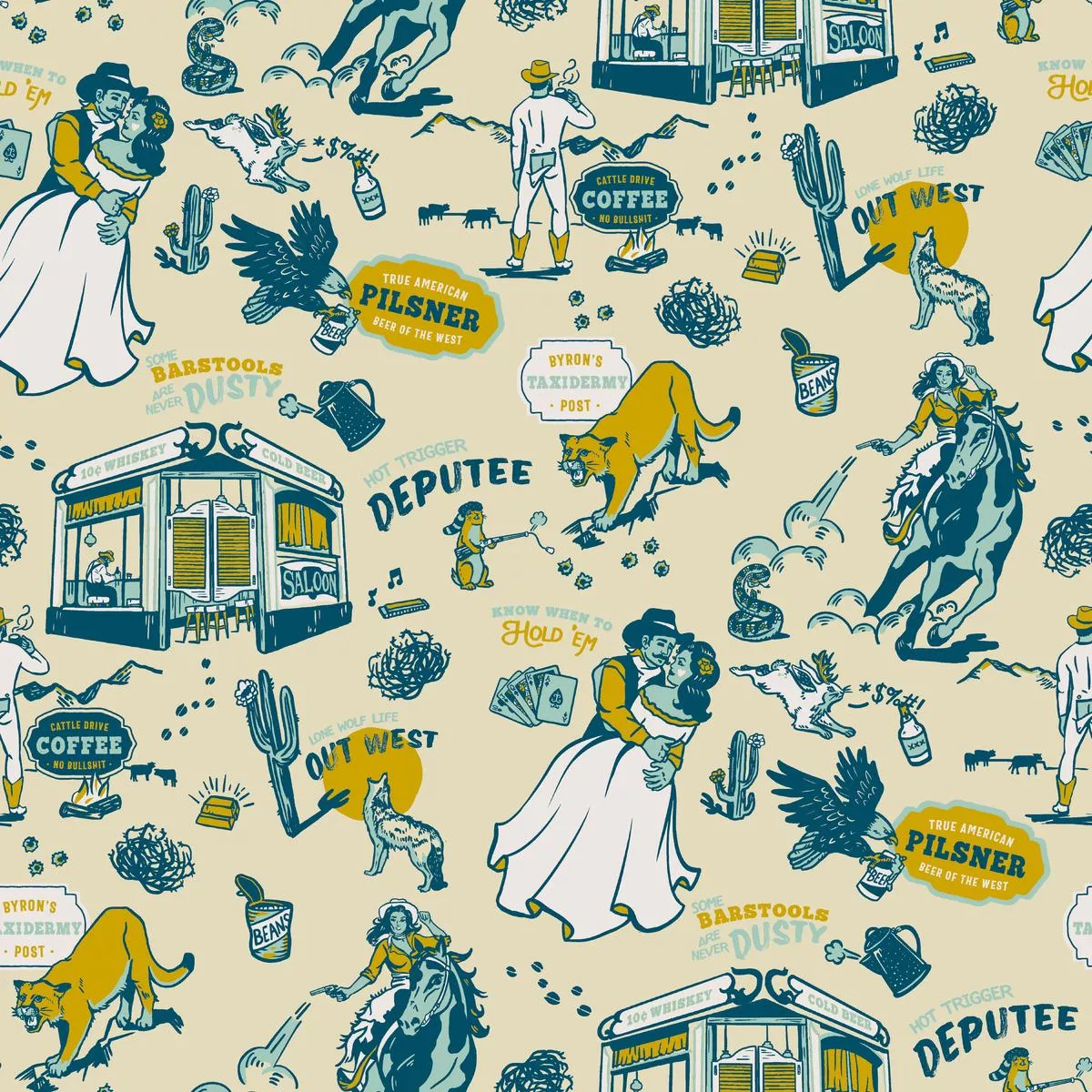 Whiskey Ginger Lone Wolf Cream Fabric