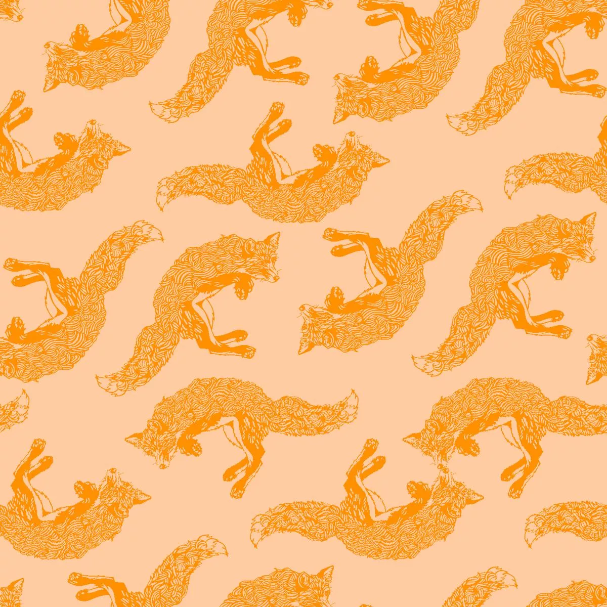 whiskey-ginger-playful-fox-peach-fabric Whiskey Ginger Playful Fox Peach Fabric