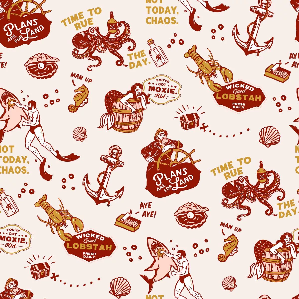 Whiskey Ginger Vintage Nautical Red Fabric