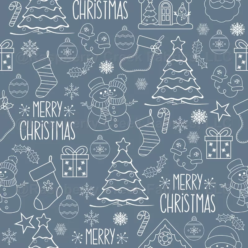 White Christmas Outlines on Slate Gray – large
