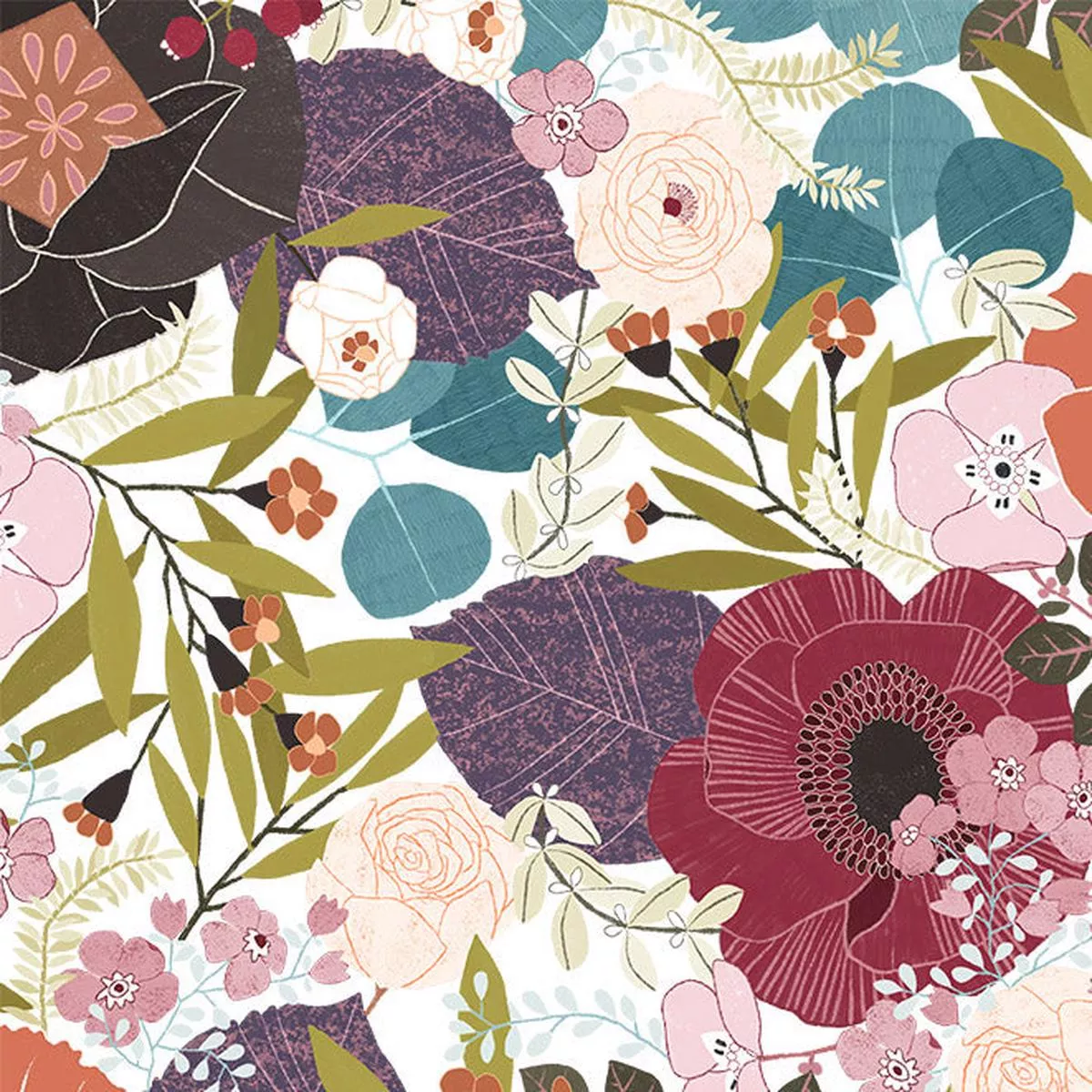 white-flawless-flower-cotton-44-45-fabric-per-yard White Flawless Flower Cotton 44″/45″ Fabric Per Yard
