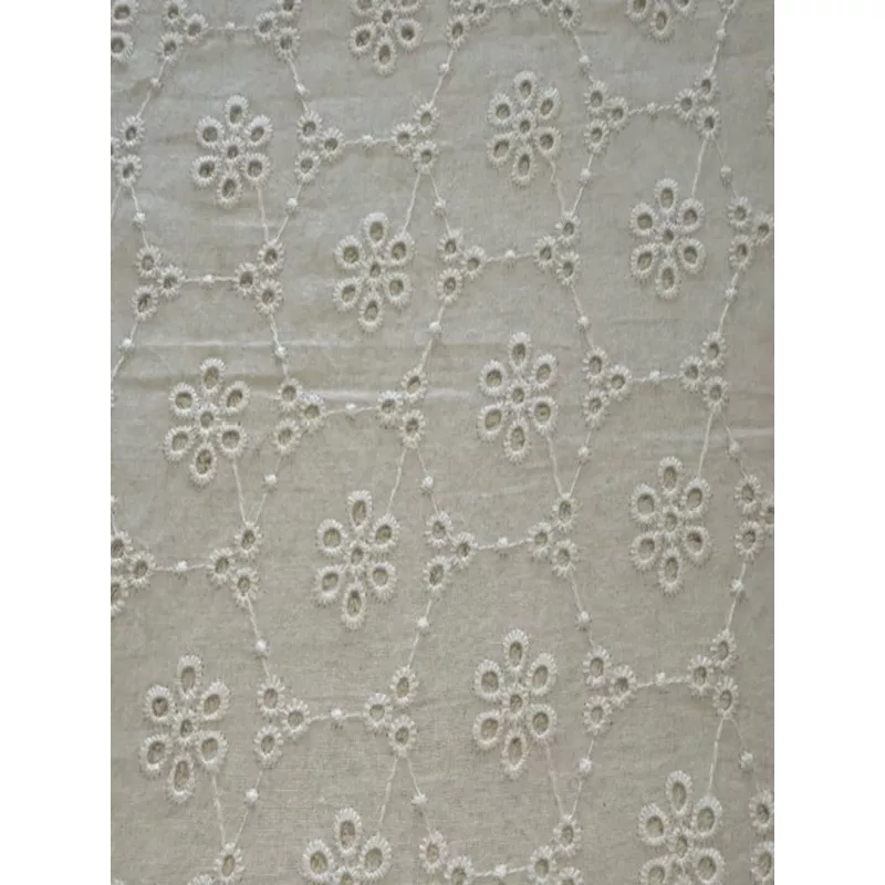 White Flower Broderie AnglaiseDiamond Patterned Cotton
