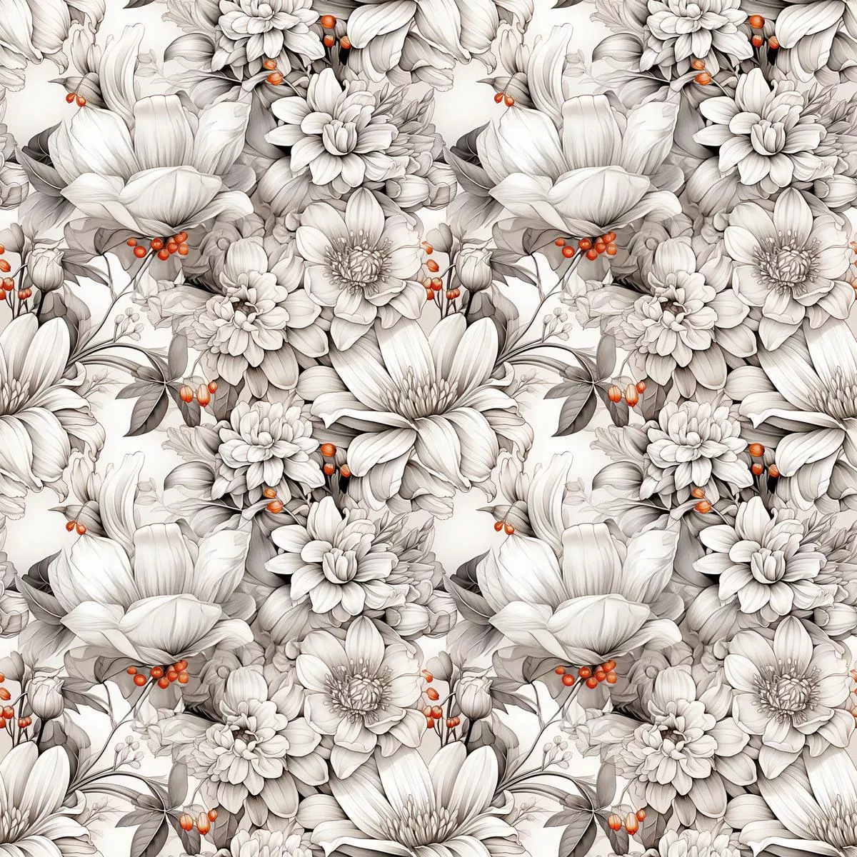 White Flowers Pattern 6 Quilting Cotton Fabric